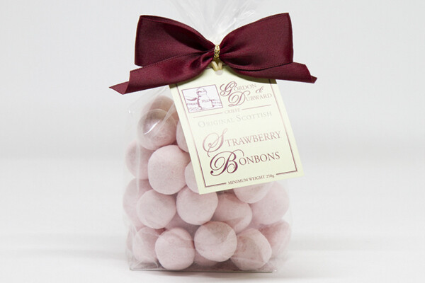 250g Bag of Strawberry Bonbons, tied with a gift red ribbon.